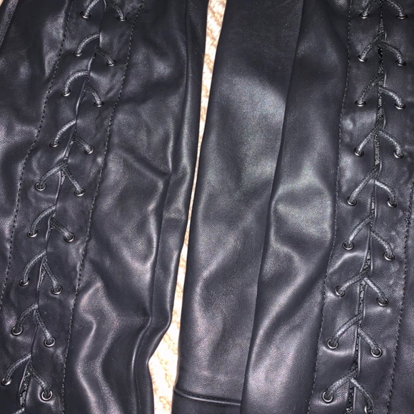 BLANKNYC Lace Up Black Leather Pants - Picture 3 of 4